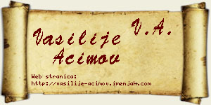 Vasilije Aćimov vizit kartica